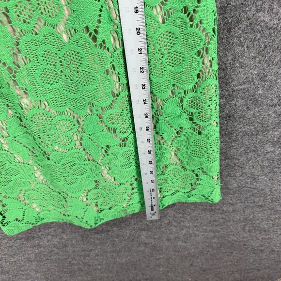 Unbranded Dress Women M Medium Green Floral Crochet Lined Zipper Sheath Midi - Picture 4 of 6